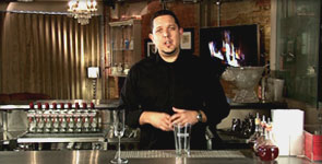 Still image from one of a series of web video podcasts filmed by Media Inventions for Beefeater Gin